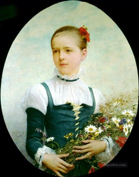  Jules Oil Painting - Portrait of Edna Barger of Connecticut 1884 Jules Joseph Lefebvre